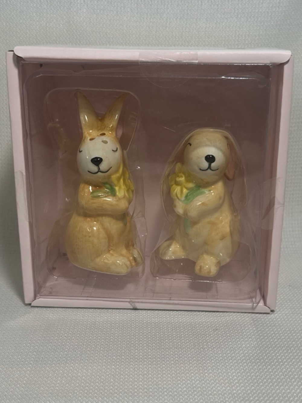 Spring Bunny Salt and Pepper Shaker Set NIB